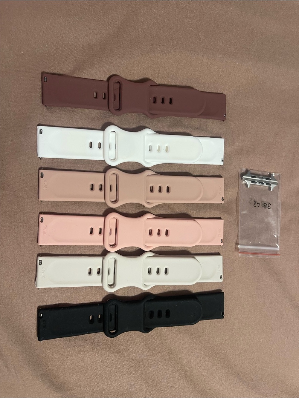Silicone Smartwatch Bands Pack — Black, White, Pink, Blush, Tan, Brown